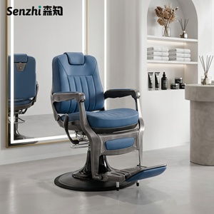 Silla de barbero azul de peluquerí<span class=keywords><strong>a</strong></span> de belleza moderna, sillas duras de barberí<span class=keywords><strong>a</strong></span> de rotación ajustable de lujo para hombres - Product Image 1