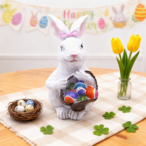 งานฝีมือเรซิ่นรูปกระต่ายสำหรับเทศกาลอีสเตอร์ รูปทรงดอกไม้ ไข่ ของตกแต่งสวนกลางแจ้ง สนามหญ้า ตกแต่งสวน รูปปั้นก็อบลิน - Product Image 5