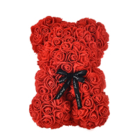 Hflora Factory Vente en gros de roses en PE pour cadeau de Noël, ours en roses, ours en peluche avec roses, ours en roses réaliste