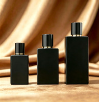 Flacons de parfum en verre noir mat de luxe 30ml 50ml 100ml, flacons vaporisateurs vides rechargeables avec bouchon doré pour l'emballage de parfums