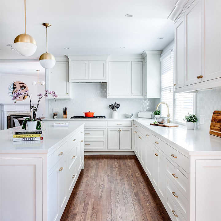 L Shaped Modern White Kitchen Cabinet Design| Alibaba.com