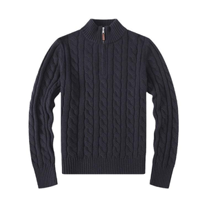 <span class=keywords><strong>Pull</strong></span> cardigan en maille torsadée à col roulé zippé pour homme <span class=keywords><strong>avec</strong></span> logo brodé – Collection Designer - Product Image 1