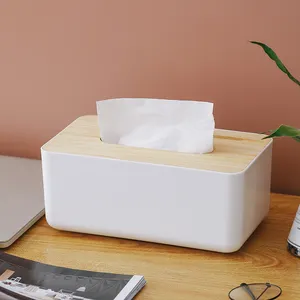 Multifunctionele Servet Houder Houten Plastic Tissue Doos Papierrol Buis Huishouden Opbergdozen Voor Home Office Desktop