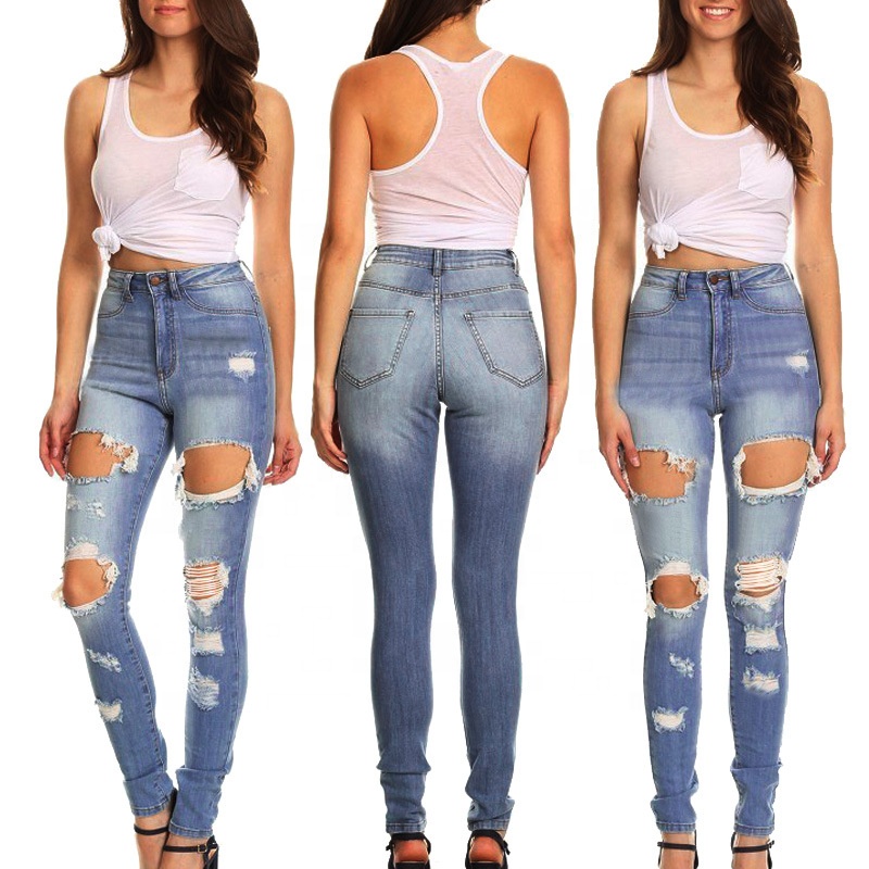 Encuentre el mejor fabricante de jeans rotos mujer y jeans rotos mujer para  el mercado de hablantes de spanish en alibaba.com