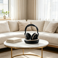 Casque audio optique sans fil numérique 2,4 GHz pour TV avec émetteur et station de charge