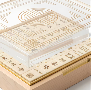 Boîte à Mahjong design moderne, couvercle en acrylique transparent avec base en bois massif et fermeture magnétique pour une décoration intérieure <span class=keywords><strong>de</strong></span> luxe - Product Image 2