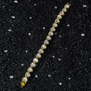 Hot Selling Alloy Rhinestone Peach Heart Splicing Chain <b>Bracelet</b> Hip Hop Style Street Men's <b>Bracelet</b> Fashion Jewelry Wholesale - Product Image 4