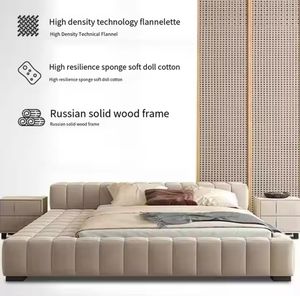 Минималистская кровать из ткани татами в скандинавском стиле, напольная низкая кровать, современная деревянная платформа для спальни - Product Image 5