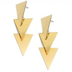 Boucles d'oreilles pendantes géométriques mignonnes en laiton plaqué or, bijoux tendance unisexe pour cadeau - Product Image 1