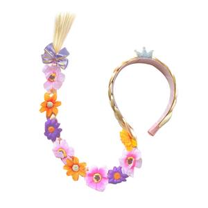 Venta al por mayor Halloween princesa vestir pelucas princesa largo trenzado peluca diademas para niñas Cosplay postizo accesorios de disfraz - Product Image 3