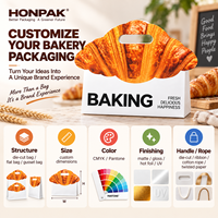 Sac en papier kraft en forme de toque de chef HONPAK, emballage personnalisé pour boulangerie avec poignée découpée pour les boulangeries, pâtisseries et confiseries