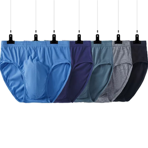 <span class=keywords><strong>Calzoncillos</strong></span> de Hombre de Cintura Alta, Talla Grande, 100% Algodón, Color Sólido, Cómodos y Suaves - Product Image 1