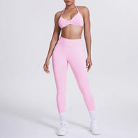 Offre Spéciale – Ensemble de Yoga Femme de Haute Qualité : Soutien-Gorge Sport Respirant à Bretelles Halter et Col Roulé en Spandex/Nylon et Legging Taille Haute