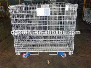 Estante de almacenamiento de acero para ahorrar espacio Mracking, venta al por mayor de fábrica, contenedor de <span class=keywords><strong>Metal</strong></span>, jaula de alambre portátil plegable con rueda - Product Image 2