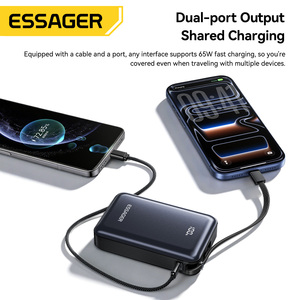 <span class=keywords><strong>Batterie</strong></span> <span class=keywords><strong>externe</strong></span> portable mini Essager F2026Pro USB-C 65W à charge rapide 20000 mAh pour téléphone avec câble Type C - Product Image 5