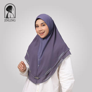 Foulard en mousseline de soie strass <span class=keywords><strong>double</strong></span> couche de couleur unie pour femmes - Product Image 3