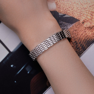 Bracelet classique en argent plaqué, maillons géométriques, bijoux de mode unisexe, cadeau - Product Image 6