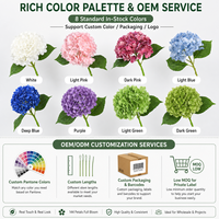 Bunga Hydrangea Sutra Real Touch Joho 6 Buah, 22 inci, 196 Kelopak, Putih, Dekorasi Rumah, Pesta, Pernikahan