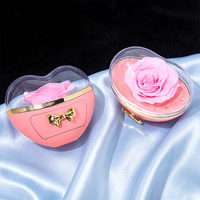 Boîte cadeau créative en forme de cœur avec rose éternelle et tiroir à bijoux dissimulé, boîte à bague de fiançailles de luxe légère pour la Saint-Valentin
