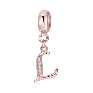 Colgante de Plata de Ley S925 con Circonita, 26 Letras del Alfabeto Inglés, Chapado en Oro Rosa, Minimalista, para Pulsera, Collar, Accesorios de Plata DIY - Product Image 1