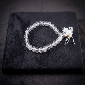 KAMALAGATE.COM Turquoise Gemstone Bracelet 8mm <b>Beaded</b> Round Shape Handmade Through-Carved with White Tassel Love Craft Jewelry - Product Image 4