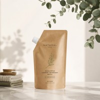 Pochette Doypack à bec verseur en papier kraft, sachet de recharge liquide autoportant, imprimé sur mesure, 100 ml, 250 ml, 500 ml, avec bouchon à vis
