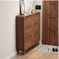 Meuble à chaussures multifonctionnel ultra-fin extensible en MDF couleur noyer moderne pour maisons et hôtels