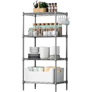 4 Tầng Kệ kệ đơn vị, đa năng kim loại hiện đại nhỏ lưu trữ giá với 4 móc, dây thép không gỉ tổ chức - Product Image 1