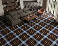 Dalles de moquette à motifs écossais marron style nordique, avec support en PVC, imprimées sur mesure, en nylon, modulaires, pour hall d'hôtel et intérieur de bureau