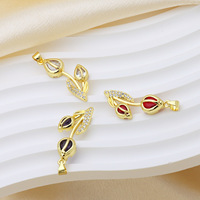Nouveau Pendentif Collier en Cuivre Plaqué Or 18K avec Grand Zirconium Coloré en Forme de Bourgeon de Tulipe, Vente en Gros