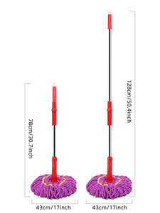 Serpillère torsadée en microfibre avec manche <span class=keywords><strong>télescopique</strong></span> en acier inoxydable, vente en gros directe d'usine, pour le nettoyage domestique et les supermarchés - Product Image 6