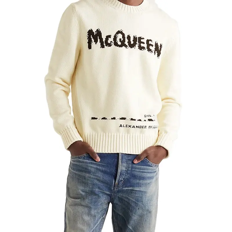 Oem Crew Neck Unisex Oversized Knit Cotton Designer Custom Sweater Plus Size Men'S Sweaters