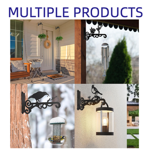 Mangeoire à oiseaux en forme de lanterne à vent, porte-plante mural en métal de 10 pouces, motif oiseau, crochet antirouille pour intérieur et extérieur - Product Image 3