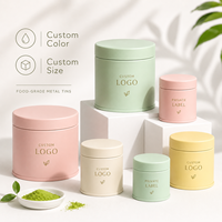 Boîte à thé en métal de 30g pour matcha, hermétique, de qualité alimentaire, disponible en plusieurs couleurs, faible MOQ