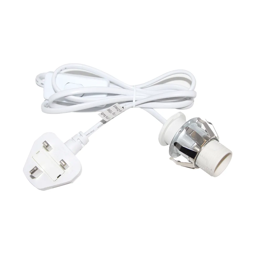 0.5 mm2 250v 5A verschmolzen Plug UK ac power kabel E14 birne sokcet mit 303 auf off swith