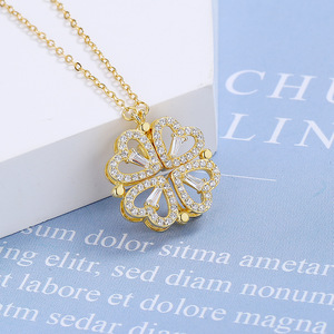 Collar de trébol de 4 hojas, Plata de Ley 925, Micro Zirconia pavimentada, estilo de corazón de moda, colgante de trébol de cuatro hojas de la suerte - Product Image 5