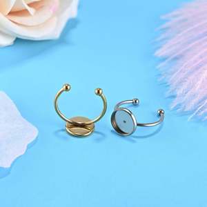 Mode acier inoxydable plaqué or bijoux anneau bricolage accessoires Base vierge lunette Cabochon résultats faisant - Product Image 3