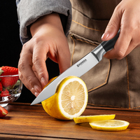 Couteau utilitaire en acier inoxydable GOODA, couteau de cuisine multi-usages, manche en plastique noir, passe au lave-vaisselle, logo personnalisé OEM