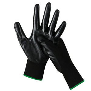 Guantes de trabajo con revestimiento de nitrilo negro de calibre 13, guantes de seguridad industrial para construcción y jardinería, Material de nailon - Product Image 5