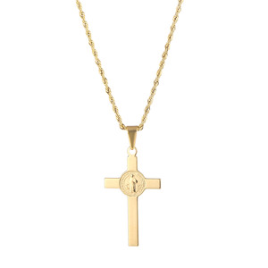Collier pendentif croix religieuse Olivia sans nickel, acier inoxydable plaqué or 18 carats, collier croix <span class=keywords><strong>crucifix</strong></span> pour homme et femme - Product Image 6