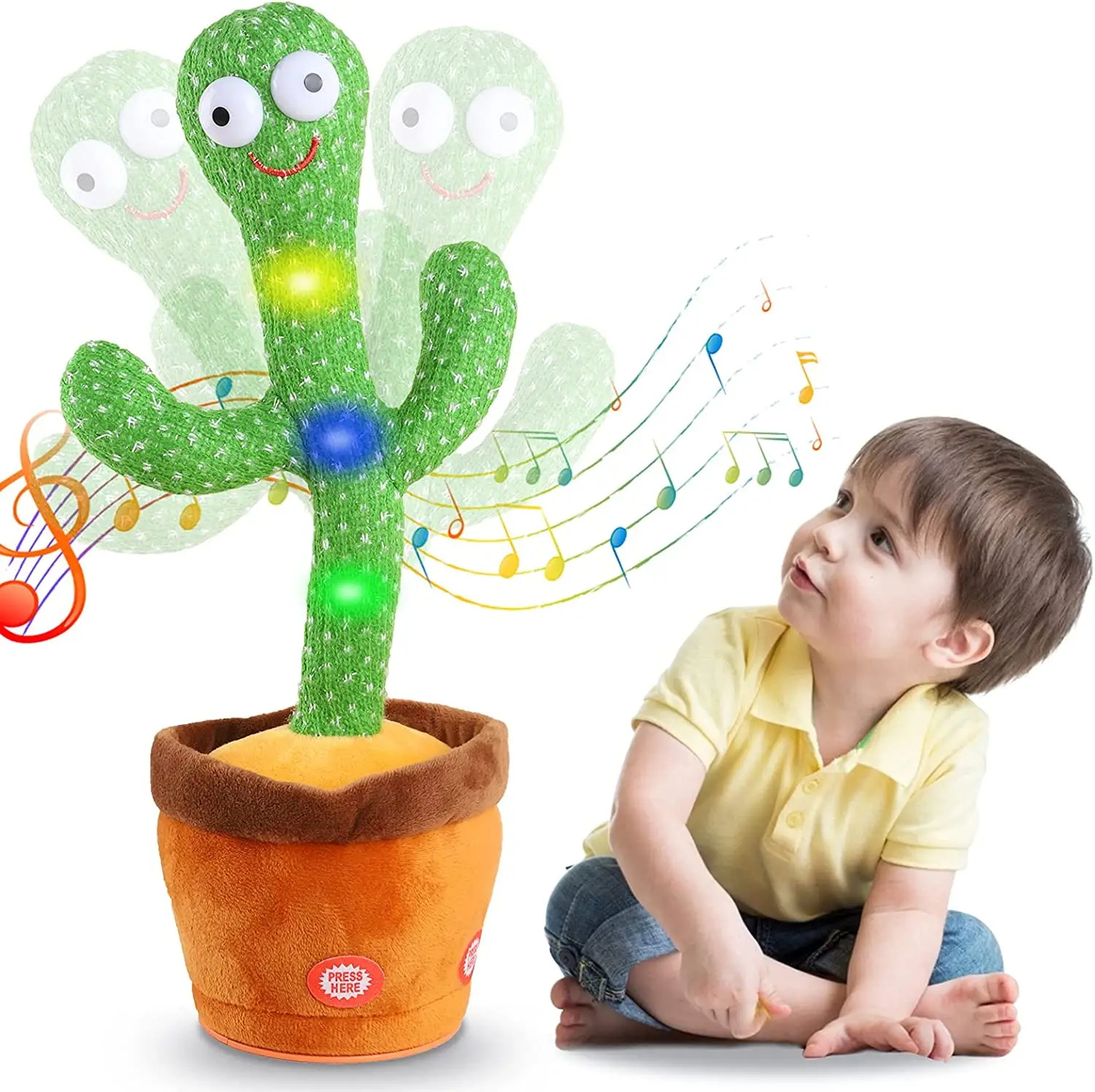Çocuklar dans konuşurken kaktüs oyuncak elektronik peluş oyuncak dans kaktüs oyuncaklar 120 İngilizce şarkılar ve LED aydınlatma ev dekor için