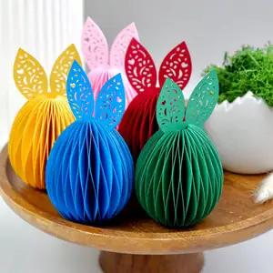 6Pcs Easter Eggs Handmade Honeycomb Paper Decoration Easter Craft Kits For Home Or Party Decor