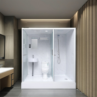 Módulo de Baño Prefabricado Integrado Todo en Uno con Marco de Aluminio, Ducha Rectangular de Aspecto Cuadrado