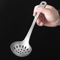 Ensemble de louche et cuillère ajourée en titane pur, ustensiles de cuisine de qualité alimentaire pour la cuisson et la table à la maison