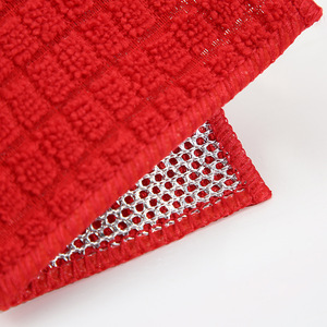 Dish Towel 20x20cm Polyester <b>Absorbent</b> Lint Free Kitchen Cleaning <b>Cloth</b> White Silver Thread Pattern - Product Image 3