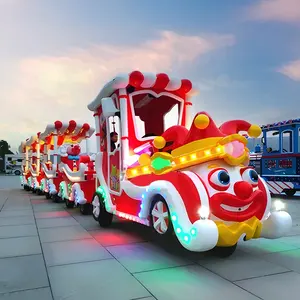 New games funfair rides kiddie fiberglass wagon clown battery mini trackless train for sale
