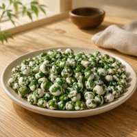 Snacks de pois verts croustillants frits et enrobés de wasabi, saveur croquante, faibles en gras, à base de légumineuses, sains, OEM, marque privée