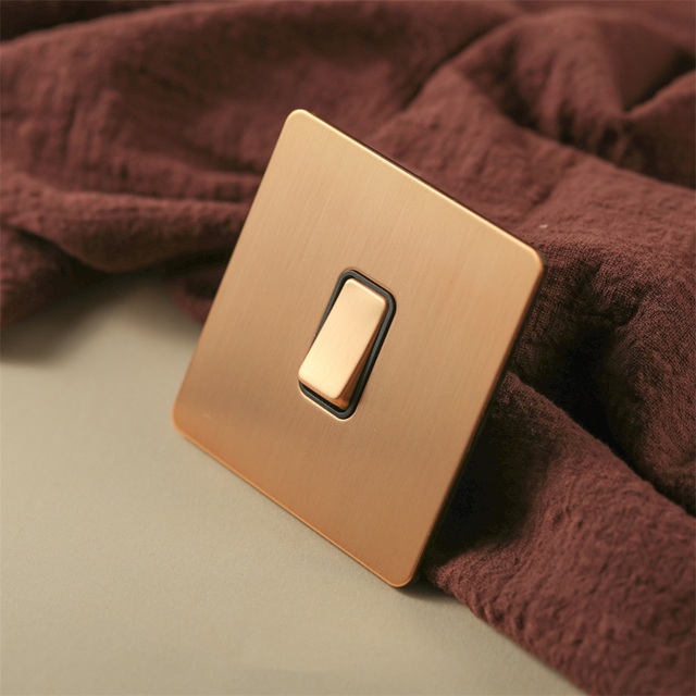 Maxery Stainless Steel Brass Pull Press 1-Gang 2-Way Surface Mounted Switch Knob Plate US Standard Home Bar Hotel Wall Pull