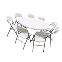 Table ronde pliante robuste en plastique pour 8 personnes, 4 pieds de diamètre, idéale pour la location événementielle et les restaurants