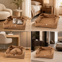 Lit de canapé orthopédique pour chiens, chats et petits animaux, en mousse à mémoire de forme, auto-ajustable, protecteur, solide, antidérapant, pliable, écologique, type grotte pour chat